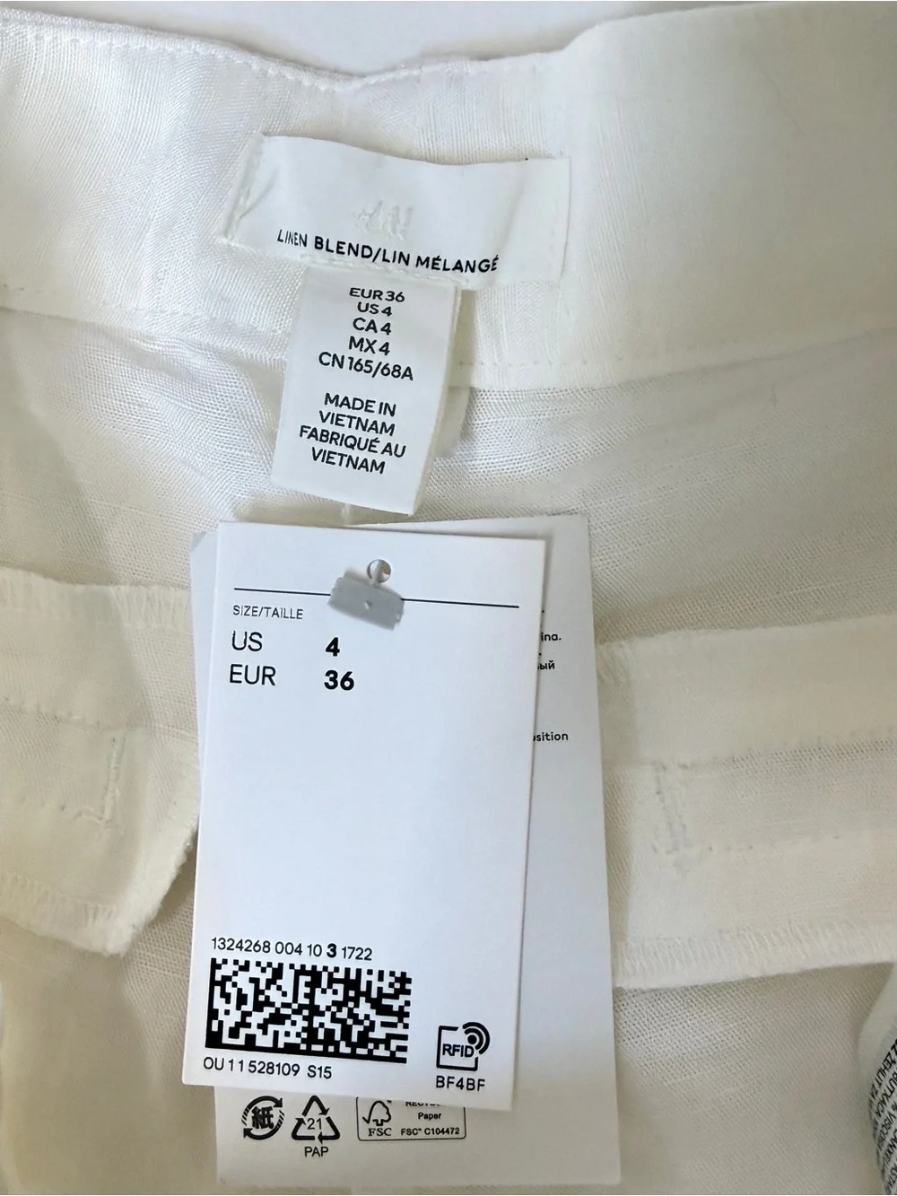 H&M white linen blend wide legged cropped pants Women’s size 4 | jh3
